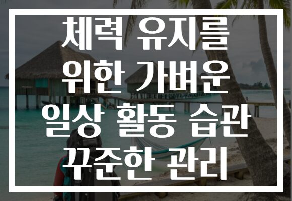 체력 유지를 위한 가벼운 일상 활동 습관 꾸준한 관리