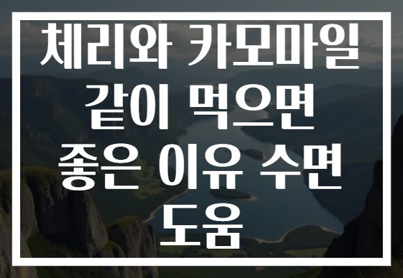 체리와 카모마일 같이 먹으면 좋은 이유 수면 도움 체리와 카모마일 같이 먹으면 좋은 이유 수면 도움