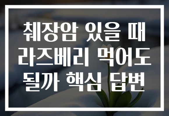 췌장암 있을 때 라즈베리 먹어도 될까 핵심 답변