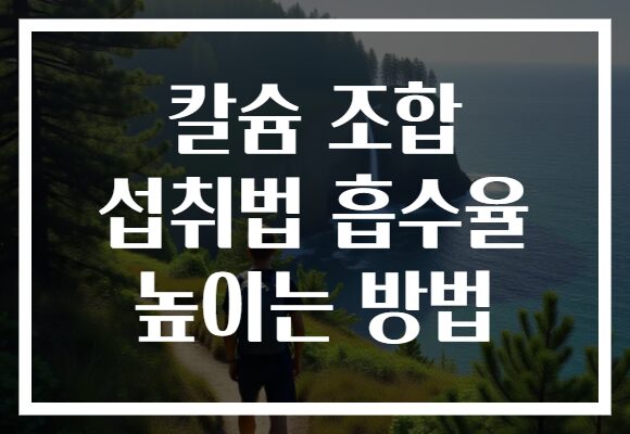 칼슘 조합 섭취법 흡수율 높이는 방법