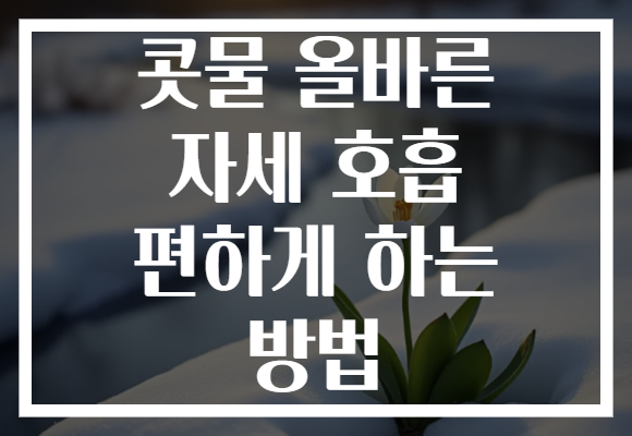 콧물 올바른 자세 호흡 편하게 하는 방법