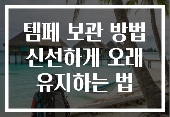 템페 보관 방법 신선하게 오래 유지하는 법