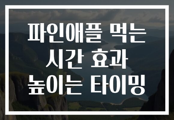 파인애플 먹는 시간 효과 높이는 타이밍