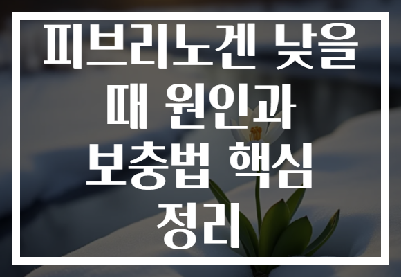 피브리노겐 낮을 때 원인과 보충법 핵심 정리