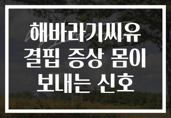 해바라기씨유 결핍 증상 몸이 보내는 신호