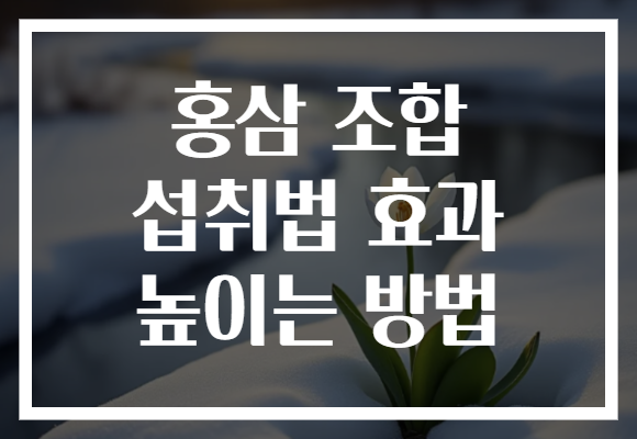 홍삼 조합 섭취법 효과 높이는 방법