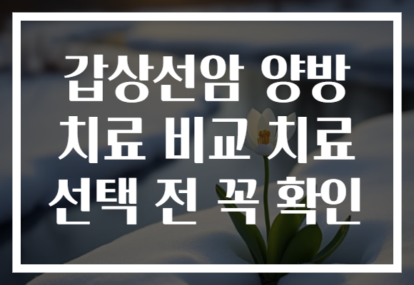 갑상선암 양방 치료 비교 치료 선택 전 꼭 확인 갑상선암 양방 치료 비교 치료 선택 전 꼭 확인