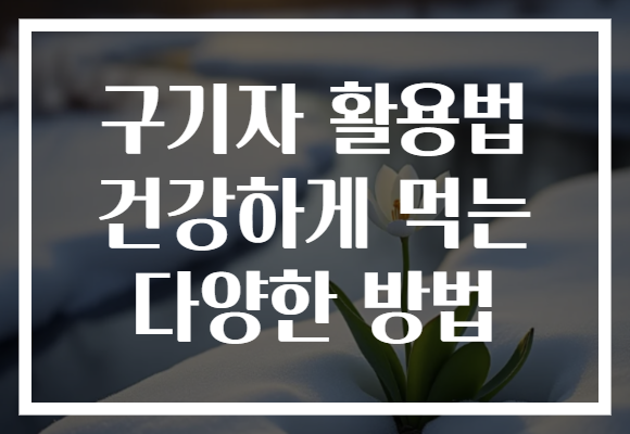 구기자 활용법 건강하게 먹는 다양한 방법