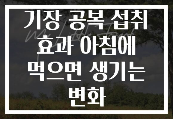 기장 공복 섭취 효과 아침에 먹으면 생기는 변화