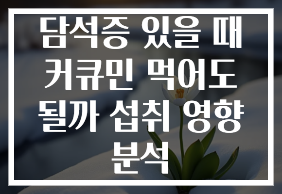 담석증 있을 때 커큐민 먹어도 될까 섭취 영향 분석