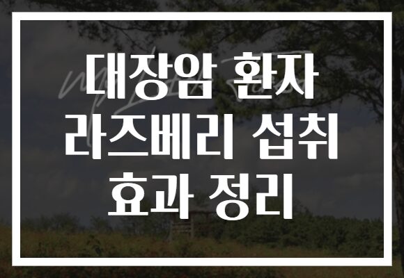대장암 환자 라즈베리 섭취 효과 정리
