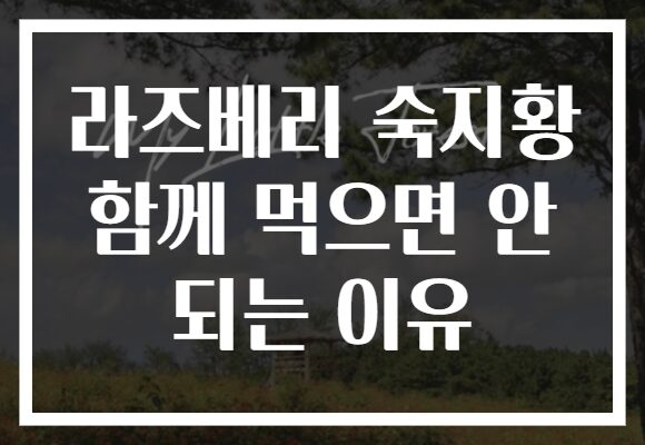 라즈베리 숙지황 함께 먹으면 안 되는 이유