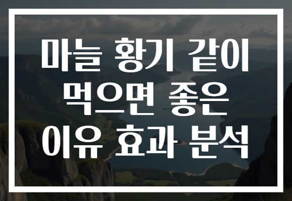 마늘 황기 같이 먹으면 좋은 이유 효과 분석