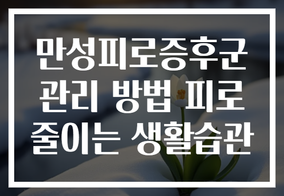 만성피로증후군 관리 방법 피로 줄이는 생활습관