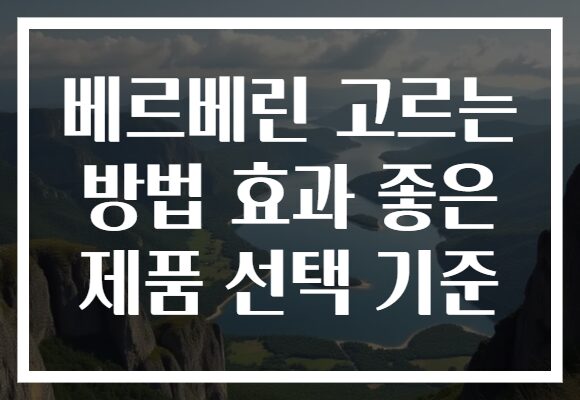 베르베린 고르는 방법 효과 좋은 제품 선택 기준 베르베린 고르는 방법 효과 좋은 제품 선택 기준