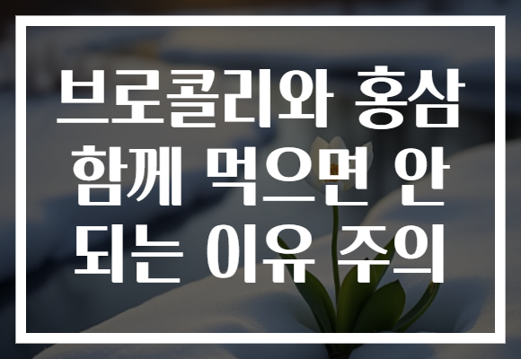 브로콜리와 홍삼 함께 먹으면 안 되는 이유 주의