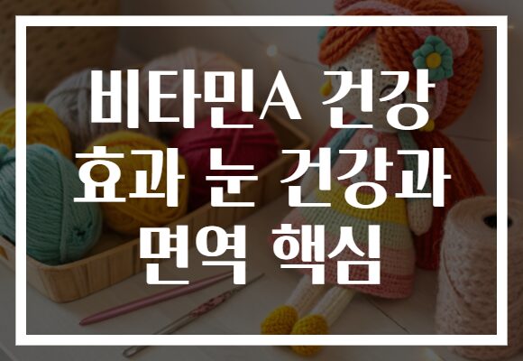 비타민A 건강 효과 눈 건강과 면역 핵심