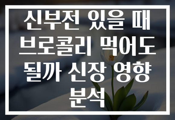 신부전 있을 때 브로콜리 먹어도 될까 신장 영향 분석 신부전 있을 때 브로콜리 먹어도 될까 신장 영향 분석