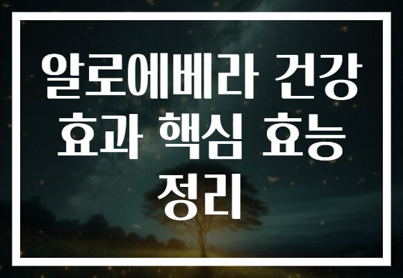 알로에베라 건강 효과 핵심 효능 정리