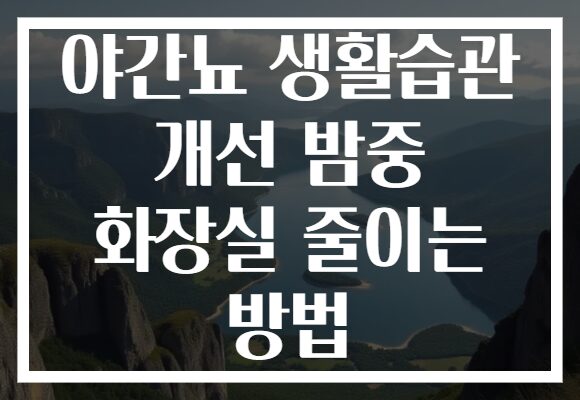 야간뇨 생활습관 개선 밤중 화장실 줄이는 방법