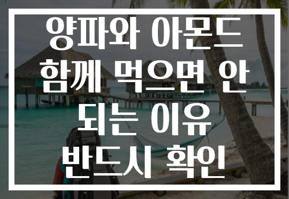 양파와 아몬드 함께 먹으면 안 되는 이유 반드시 확인