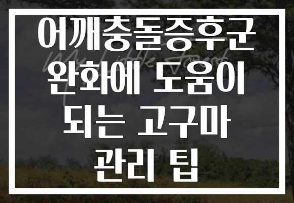 어깨충돌증후군 완화에 도움이 되는 고구마 관리 팁 어깨충돌증후군 완화에 도움이 되는 고구마 관리 팁