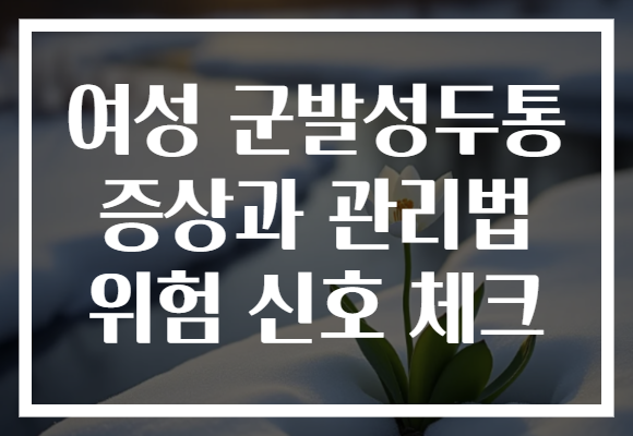 여성 군발성두통 증상과 관리법 위험 신호 체크 여성 군발성두통 증상과 관리법 위험 신호 체크