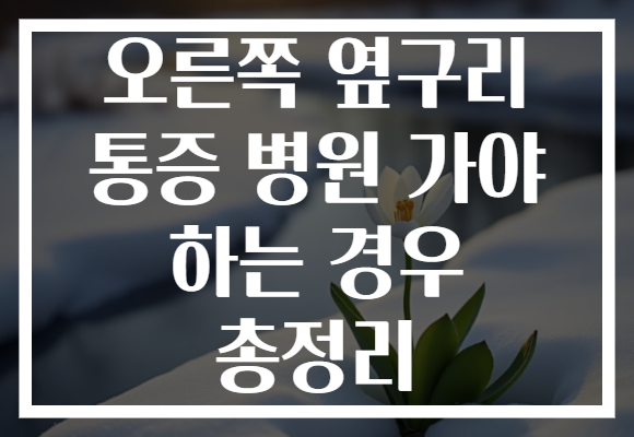 오른쪽 옆구리 통증 병원 가야 하는 경우 총정리