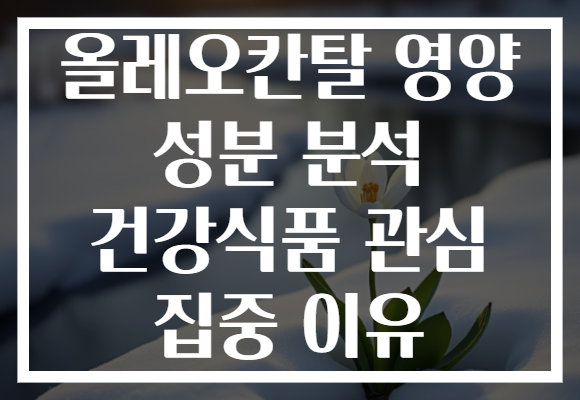 올레오칸탈 영양 성분 분석 건강식품 관심 집중 이유 올레오칸탈 영양 성분 분석 건강식품 관심 집중 이유