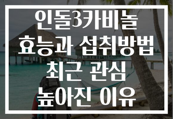 인돌3카비놀 효능과 섭취방법 최근 관심 높아진 이유