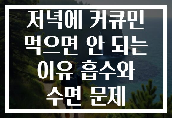 저녁에 커큐민 먹으면 안 되는 이유 흡수와 수면 문제