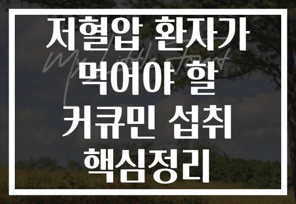 저혈압 환자가 먹어야 할 커큐민 섭취 핵심정리