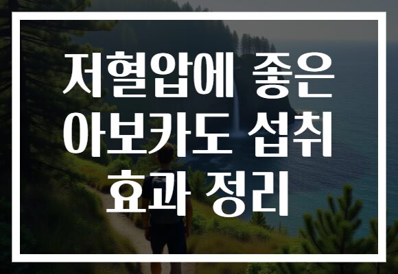저혈압에 좋은 아보카도 섭취 효과 정리