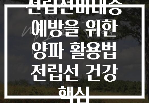 전립선비대증 예방을 위한 양파 활용법 전립선 건강 핵심