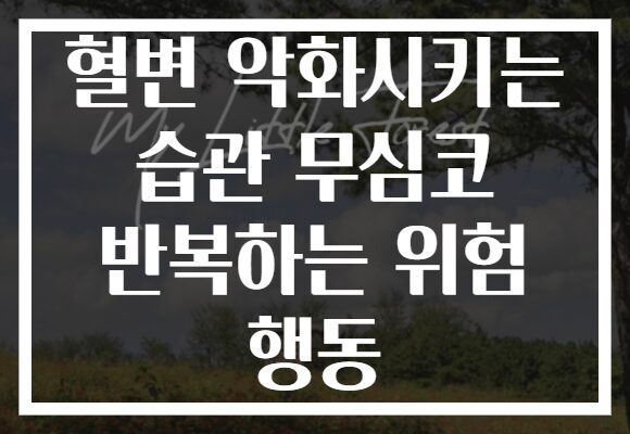 혈변 악화시키는 습관 무심코 반복하는 위험 행동 혈변 악화시키는 습관 무심코 반복하는 위험 행동