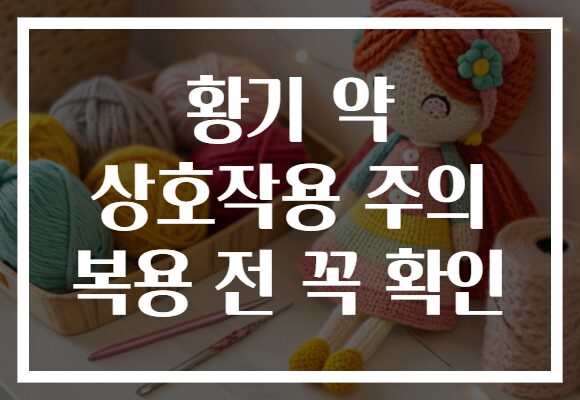 황기 약 상호작용 주의 복용 전 꼭 확인