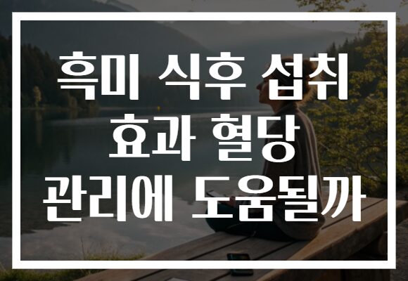 흑미 식후 섭취 효과 혈당 관리에 도움될까 흑미 식후 섭취 효과 혈당 관리에 도움될까