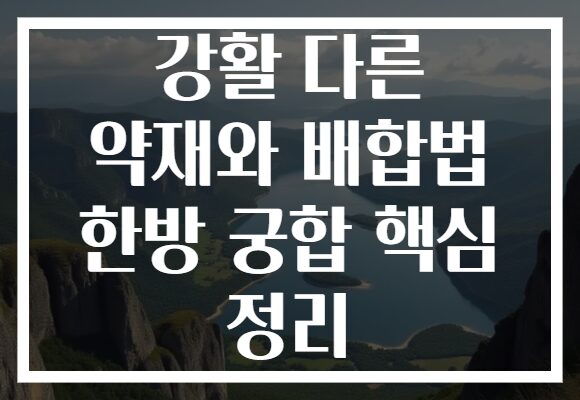 강활 다른 약재와 배합법 한방 궁합 핵심 정리