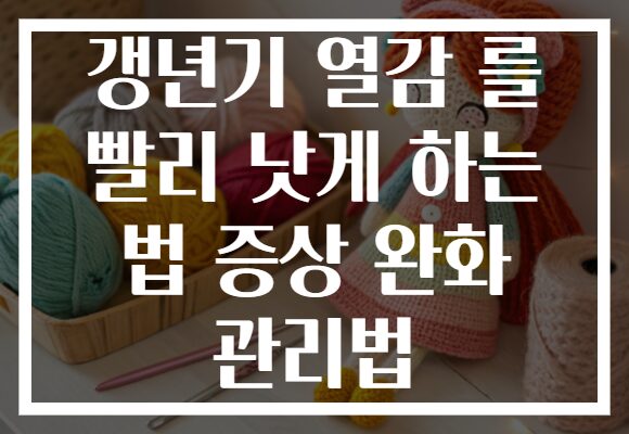 갱년기 열감 를 빨리 낫게 하는 법 증상 완화 관리법
