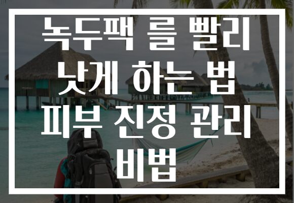 녹두팩 를 빨리 낫게 하는 법 피부 진정 관리 비법