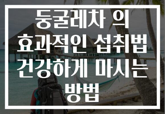 둥굴레차 의 효과적인 섭취법 건강하게 마시는 방법