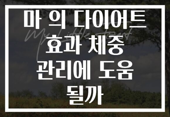 마 의 다이어트 효과 체중 관리에 도움 될까 마 의 다이어트 효과 체중 관리에 도움 될까