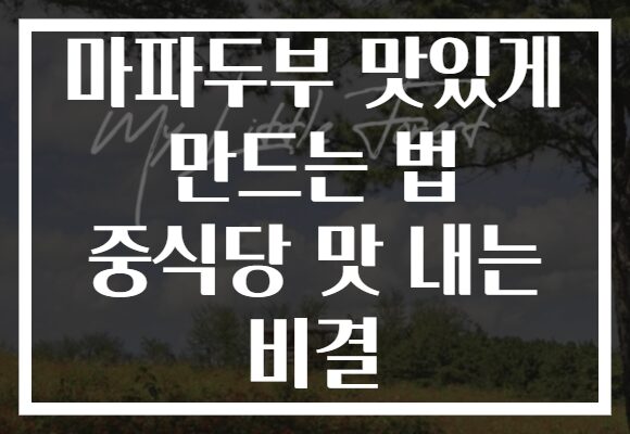 마파두부 맛있게 만드는 법 중식당 맛 내는 비결 마파두부 맛있게 만드는 법 중식당 맛 내는 비결