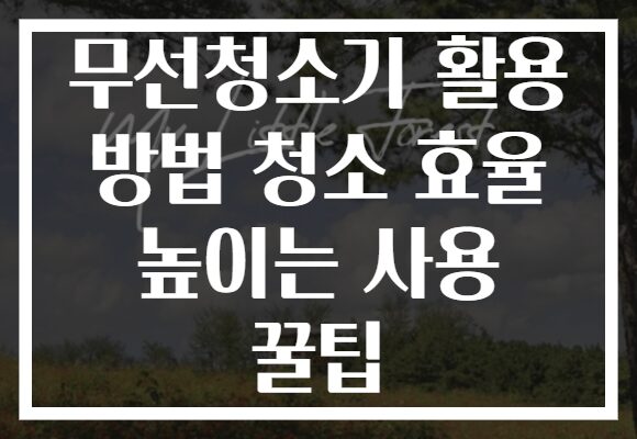 무선청소기 활용 방법 청소 효율 높이는 사용 꿀팁