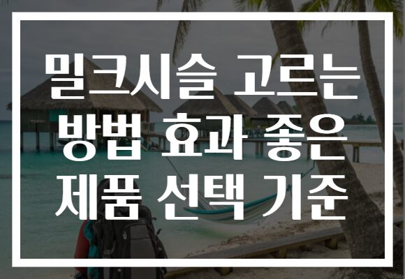 밀크시슬 고르는 방법 효과 좋은 제품 선택 기준
