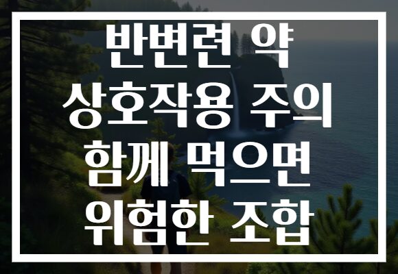 반변련 약 상호작용 주의 함께 먹으면 위험한 조합