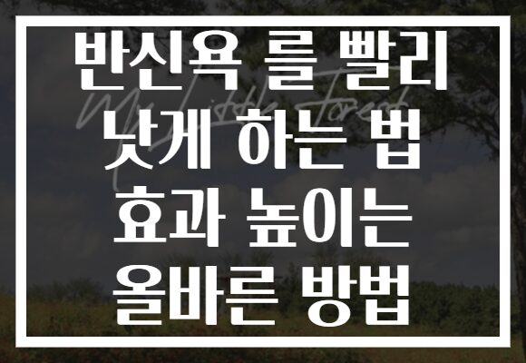 반신욕 를 빨리 낫게 하는 법 효과 높이는 올바른 방법