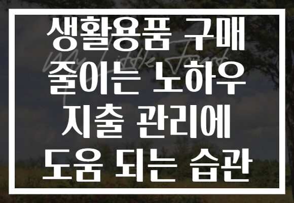 생활용품 구매 줄이는 노하우 지출 관리에 도움 되는 습관