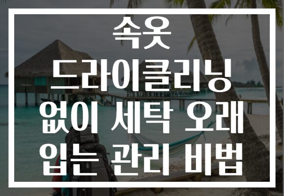 속옷 드라이클리닝 없이 세탁 오래 입는 관리 비법