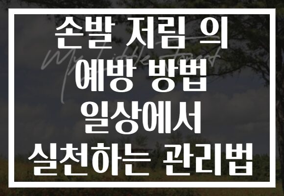손발 저림 의 예방 방법 일상에서 실천하는 관리법